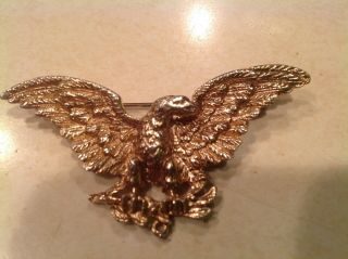Vintage American Eagle Pin Brooch / Pendant Gold Tone Metal