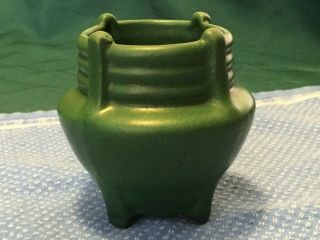 Antique Weller Pottery Arts & Crafts Mission Bedford Matte Green Footed Pot Vase
