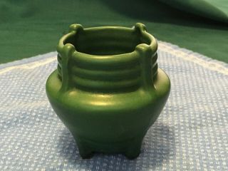 Antique Weller Pottery Arts & Crafts Mission Bedford Matte Green Footed Pot Vase 2