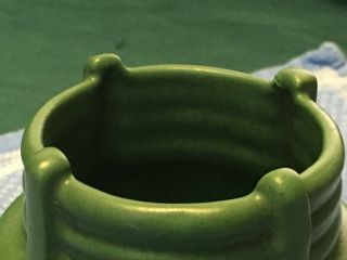 Antique Weller Pottery Arts & Crafts Mission Bedford Matte Green Footed Pot Vase 3