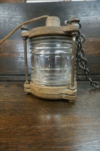 Perko? Antique Brass/bronze Ship Light Maritime Fresnel Glass 9 - S - 4538 - L