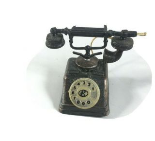 Miniature Vintage Pencil Sharpener Metal Die Cast Telephone Bronze Colored Phone