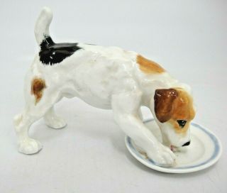 Vintage Royal Doulton Jack Russell Terrier Dog W Plate Figurine Hn1158 Crazing