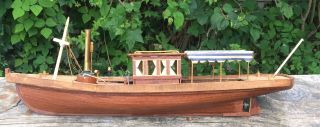 Model Of A Vintage Pleasure Boat Or Yacht Wood 19 Inches