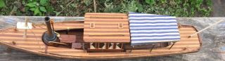 MODEL OF A VINTAGE PLEASURE BOAT OR YACHT WOOD 19 INCHES 2