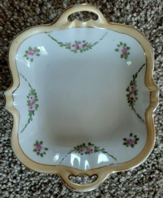 Vintage Noritake White Floral Dish Bowl.  Hand Painted With Gold Trim Japan