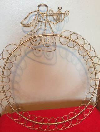 Vtg Metal Wire With Angel Christmas Card Holder Display