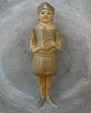 Antique Viscoloid Co.  Celluloid Shake Rattle Toy Figural Renaissance Boy C.  1914