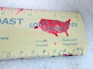 Vintage 1960 ' s Coast to Coast Hardware Store metal advertising ruler 2