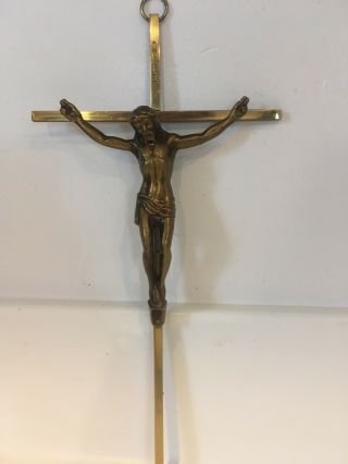 Vintage Inri Brass Jesus On Cross Crucifix 10 "