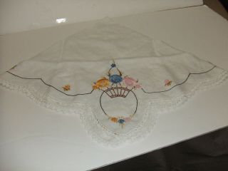 Vintage Embroidered Tablecloth For Card Table 45