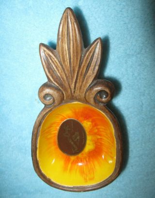 Vintage 1962 Treasure Craft Of Hawaii Ceramic Orange Pineapple Trinket Dish 40