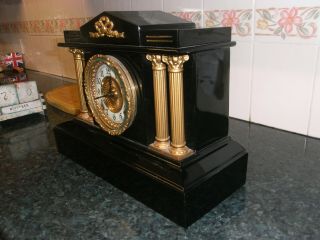 Magnificent Victorian Metal Mantle Clock with Gilt Decoration / Perfectly 2