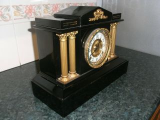 Magnificent Victorian Metal Mantle Clock with Gilt Decoration / Perfectly 3