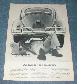 1961 Volkswagen Bug Vintage Ad " Out Number One Salesman.  "