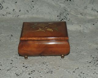 Vintage Made In Italy Music Box With Floral Inlay Near - Sankyo Japan Music