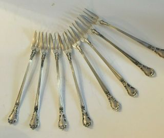 Set Of 8 Gorham Chantilly Sterling Silver Cocktail Forks