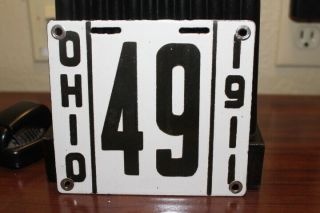 Ohio Motorcycle License Plate 1911 Harley Gas Oil Porcelain Metal Sign