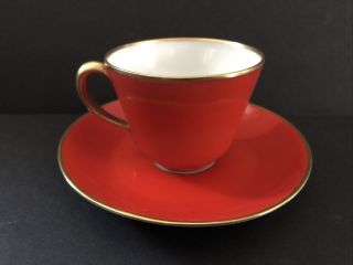 Vintage Richard Ginori Italy Demitasse Mini Cup Saucer Red W/ Gold Trim 9 - 39