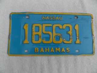 Vintage Nassau Bahamas Metal License Plate 185631 From 1980 