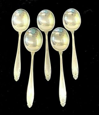 International 5 Sterling Silver Prelude Round Bowl Cream Soup Spoons 6.  5 " 185g