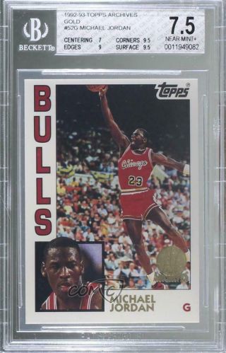1992 - 93 Topps Archives Gold Stamp Michael Jordan 52 Bgs 7.  5 Hof