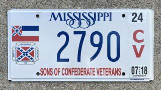 Mississippi Sons Of Confederate Veterans Scv License Plate 2790