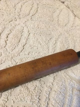 Vintage all wood rolling pin green handles 20 inches long 3