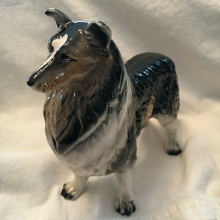 Vintage Porcelain Ceramic Figure Collie Dog Figurine 8 " X 6”