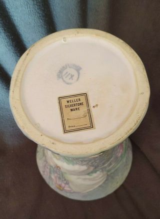 Antique Weller Silverstone Ware Pottery Vase 1920 ' s Callas Daisies 10 1/2 