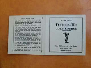 Vintage Harvey Illinois Dixie Hi Golf Course Score Card Phone Edison 3 - 1450