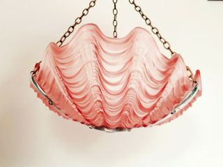 Art Deco Pink Glass Ceiling Light Shade Odeon Clam Shell 1930s