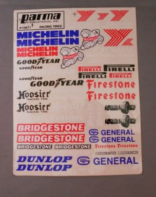 Vintage Parma 10671 Racing Tires Decal Sticker Sheet Nos Complete