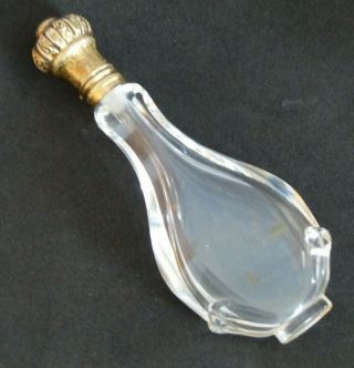 Antique French 19th Century Glass Scent Bottle – Gilded Top,  Internal Stopper