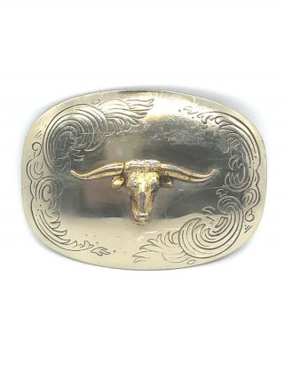 Vintage German Silver Longhorn Belt Buckle