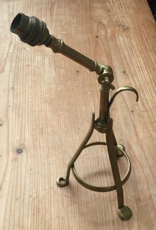 Unusual Antique Arts & Crafts Brass Pullman Table Lamp