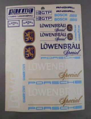 Vintage Parma 10810 Porsche Lowenbrau Decal Sticker Sheet Nos Complete
