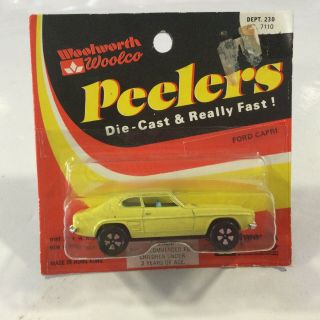 Vintage 1970s Playart Yellow Ford Capri 1600 Gt Peelers 1:64 Mip Hong Kong