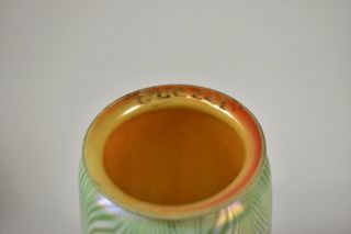 Antique Quezal Art Glass Shade Pulled Feather Gold Aurene Interior 2
