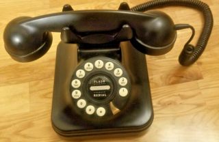Pottery Barn Grand Vintage Retro Style Black Push Button Telephone
