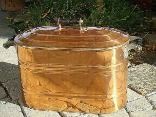 Copper Boiler W/lid Wash Tub Wood Handles