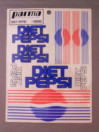 Vintage Parma 10695 Diet Pepsi Decal Sticker Sheet Nos Complete