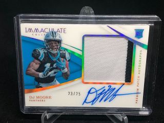 Dj Moore 2018 Panini Immaculate Acetate 2 Color Patch On Card Auto Rc D 23/25