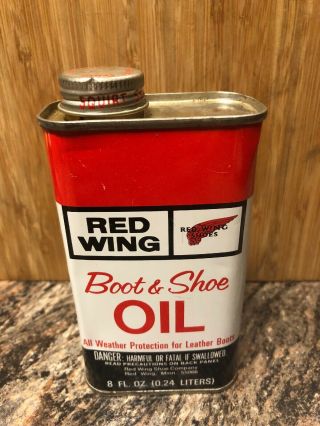 Vintage Red Wing Boot And Shoe Oil Tin 8 Ounce Empty