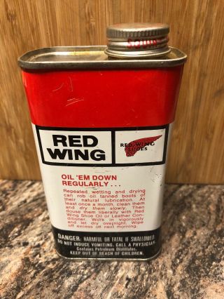 Vintage Red Wing Boot And Shoe Oil Tin 8 Ounce Empty 2