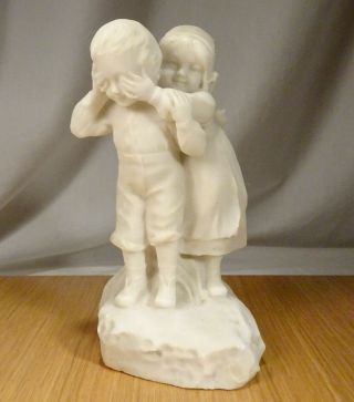 Antique Carved Marble Statue Of Boy & Girl - 59285