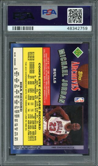 Michael Jordan Chicago Bulls 1992 Topps Archives Basketball Card 52 PSA 8 2