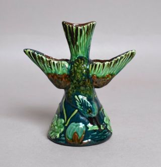 A Very Attractive And Unusual Antique Devon Aller Vale Pottery Bird Vase