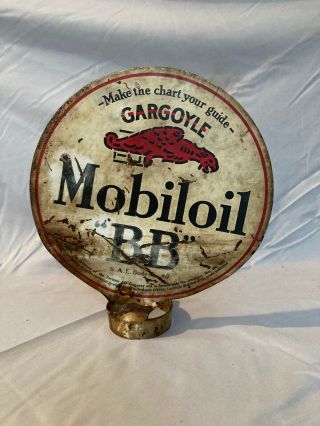 Antique Double Sided Oil Bottle Paddle Sign 7 " Mobil Oil Gargoyle Gas Station