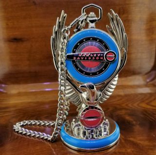 Franklin Harley Davidson Hydra - Glide Motorcycle Pocket Watch & Stand